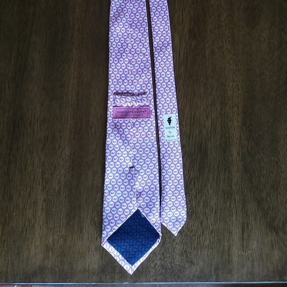Vineyard Vines Purple Whale Tie "Handpicked by Shep and Ian" - Picture 5 of 5